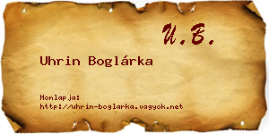 Uhrin Boglárka névjegykártya